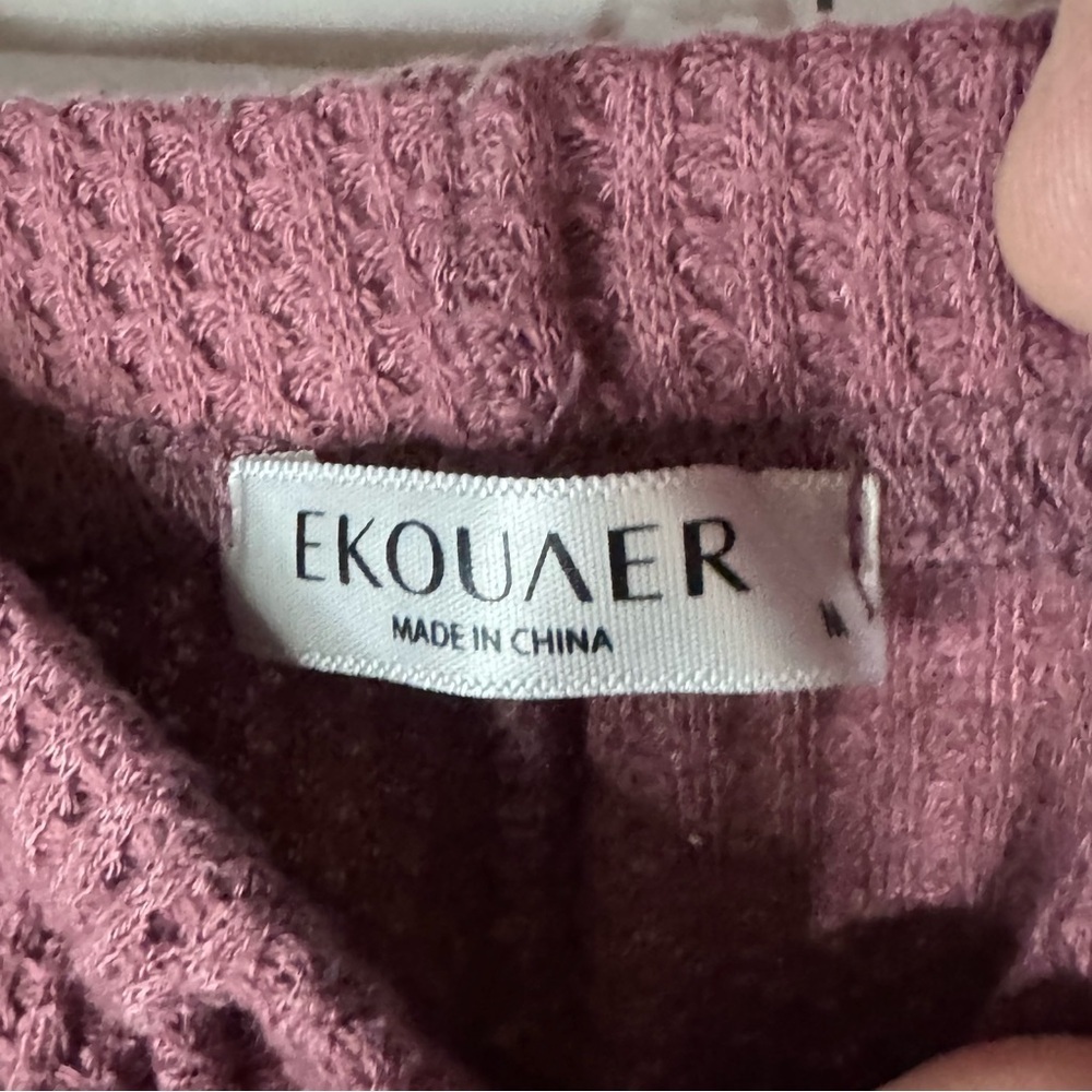 Ekouaer pink mauve waffle knit top and short pajama set Size Medium - Picture 2 of 6